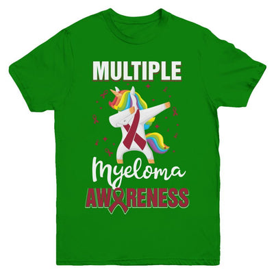 Inspirational Multiple Myeloma Awareness Unicorn Support Youth-Youth Shirt-Youth T-Shirt-Irish Green