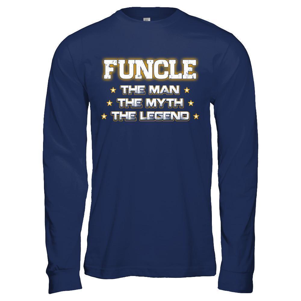 Funcle The Myth The Man The Legend Funny Uncle-T-Shirt & Hoodie-Long Sleeve T-Shirt-Navy