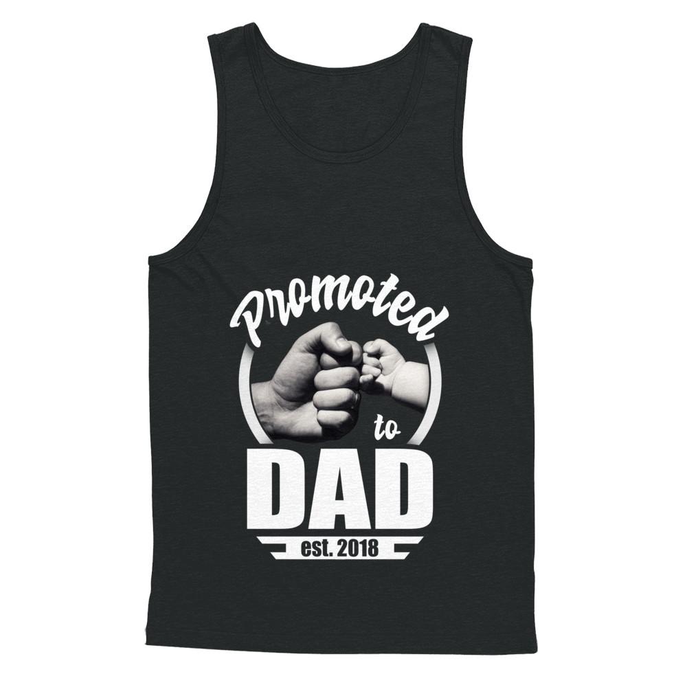 Promoted To Dad 2018 Fathers Day Gift-T-Shirt & Hoodie-Unisex Tank-Black