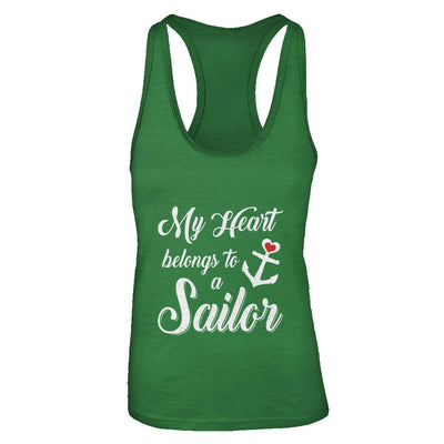 My Heart Belongs To A Sailor Wife Gift-T-Shirt & Tank Top-Women's Ideal Racerback Tank-Kelly Green