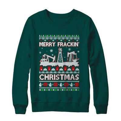 Oilfield Merry Fracking Christmas Ugly Sweater Gifts-T-Shirt & Sweatshirt-Crewneck Sweatshirt-Deep Forest