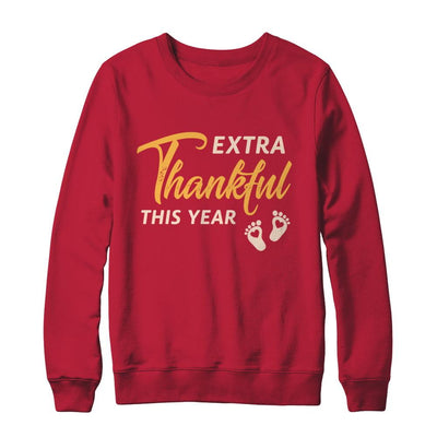 Extra Thankful This Year Pregnant Thanksgiving-T-Shirt & Sweatshirt-Crewneck Sweatshirt-Red