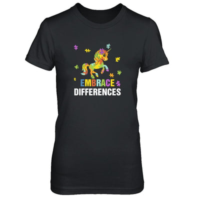Autism Awareness Puzzle Piece Unicorn Embrace Differences-T-Shirt & Tank Top-