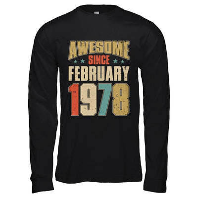 Vintage Retro Awesome Since February 1978 43th Birthday-T-Shirt & Hoodie-Long Sleeve T-Shirt-Black