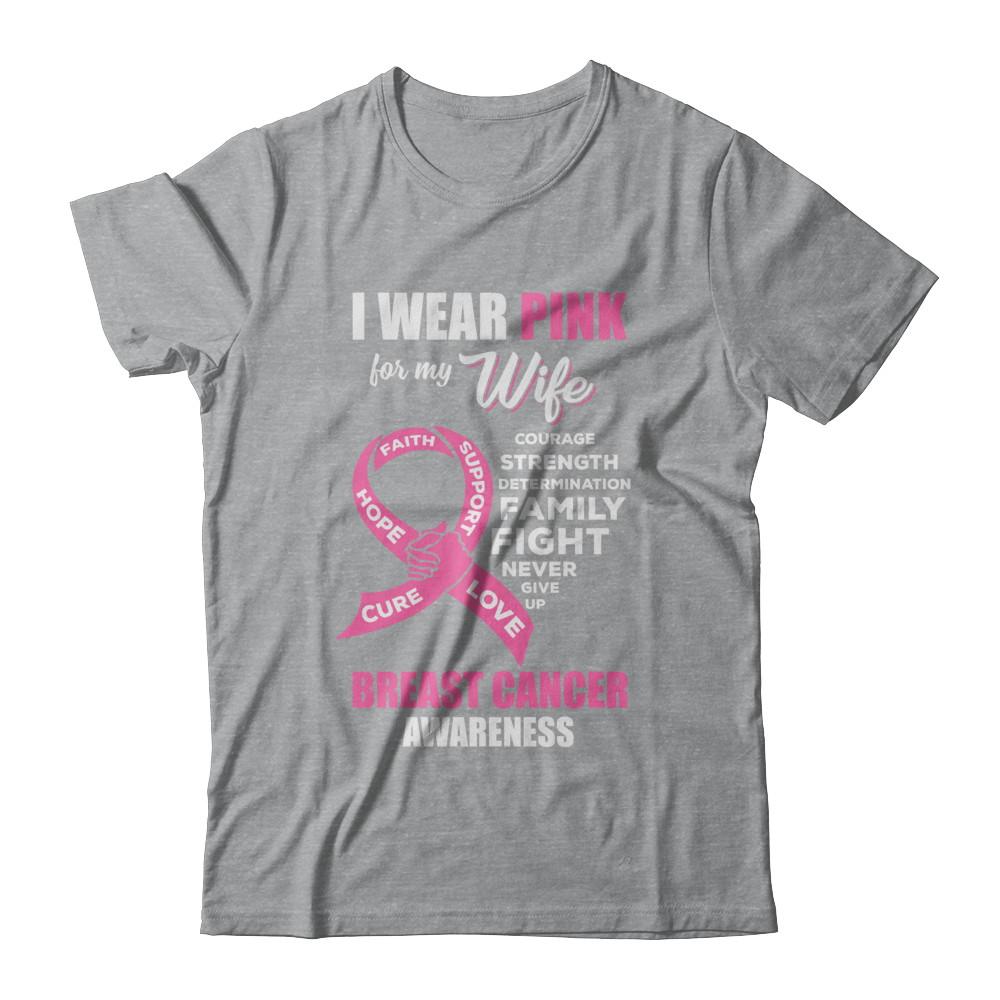 Breast Cancer I Wear Pink For My Wife Husband-T-Shirt & Hoodie-Classic T-Shirt-Sport Grey