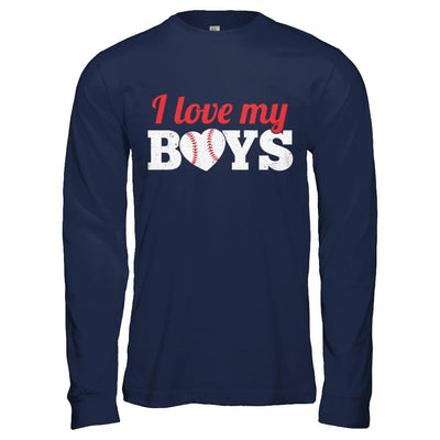 Love My Boys Mom And Dad Baseball-T-Shirt & Hoodie-Long Sleeve T-Shirt-Navy