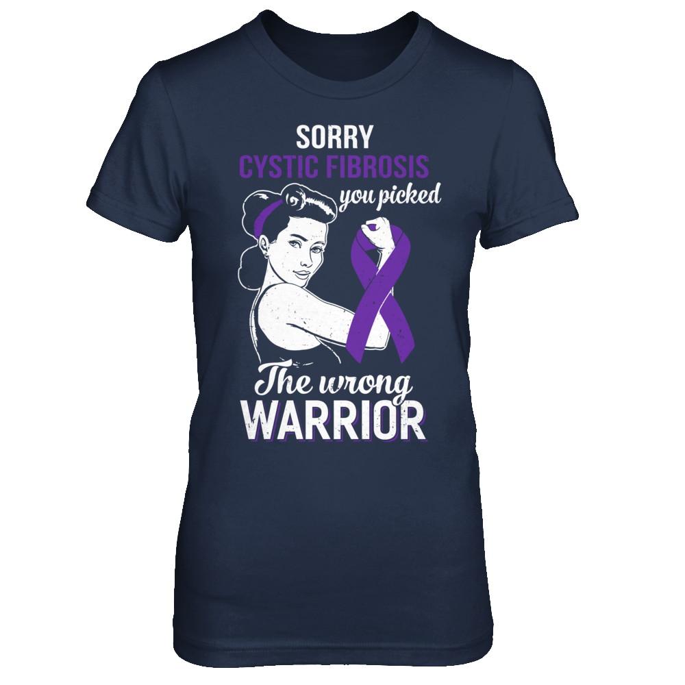 Sorry Cystic Fibrosis You Picked The Wrong Warrior Cystic Fibrosis-T-Shirt & Hoodie-Women's T-Shirt-Navy