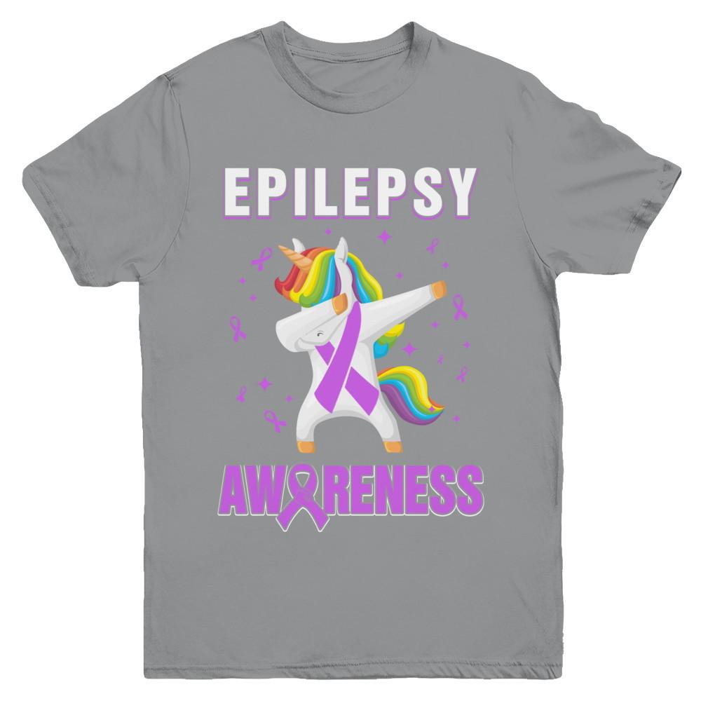 Inspirational Epilepsy Awareness Unicorn Support Youth-Youth Shirt-Youth T-Shirt-Sport Grey