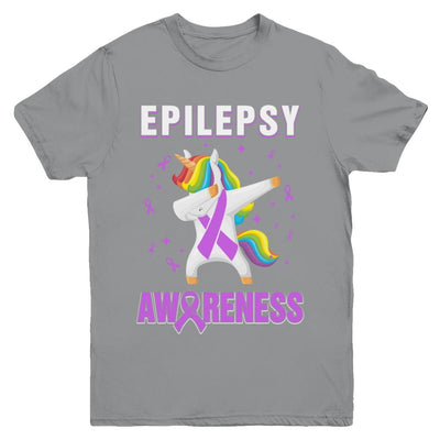 Inspirational Epilepsy Awareness Unicorn Support Youth-Youth Shirt-Youth T-Shirt-Sport Grey