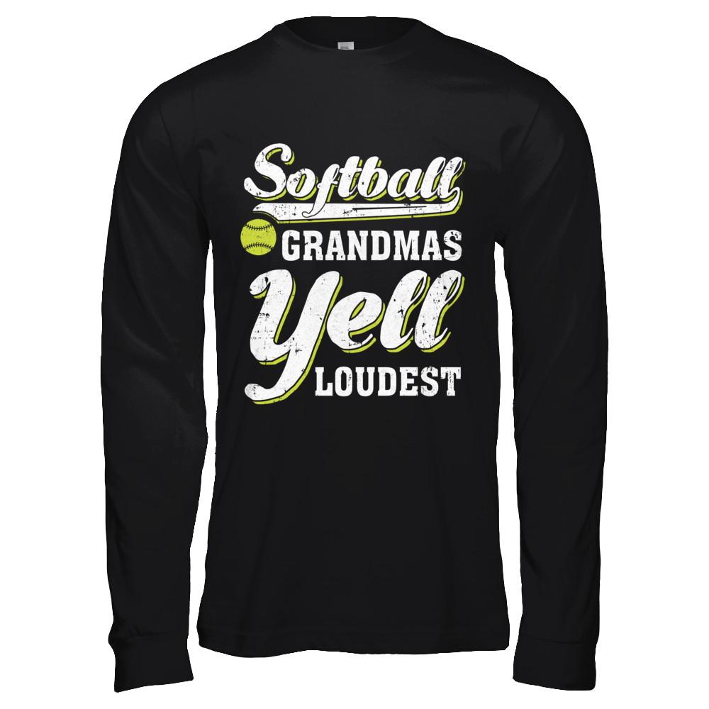 Softball Grandmas Yell Loudest-T-Shirt & Hoodie-Long Sleeve T-Shirt-Black