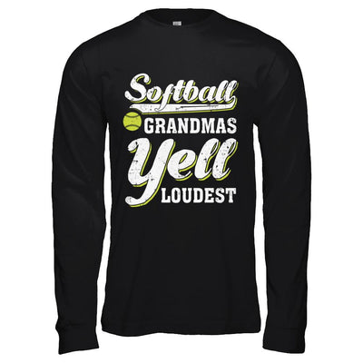 Softball Grandmas Yell Loudest-T-Shirt & Hoodie-Long Sleeve T-Shirt-Black