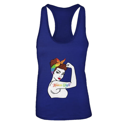 Lady Human Right LGBT Lesbian Gay Pride-T-Shirt & Tank Top-Women's Ideal Racerback Tank-Royal