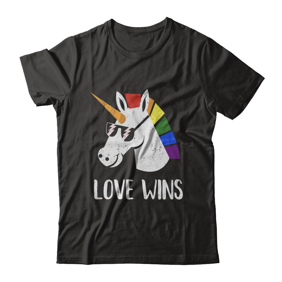 Vintage Love Wins Totally Straight Unicorn Gay LGBT Pride-T-Shirt & Hoodie-Classic T-Shirt-Black