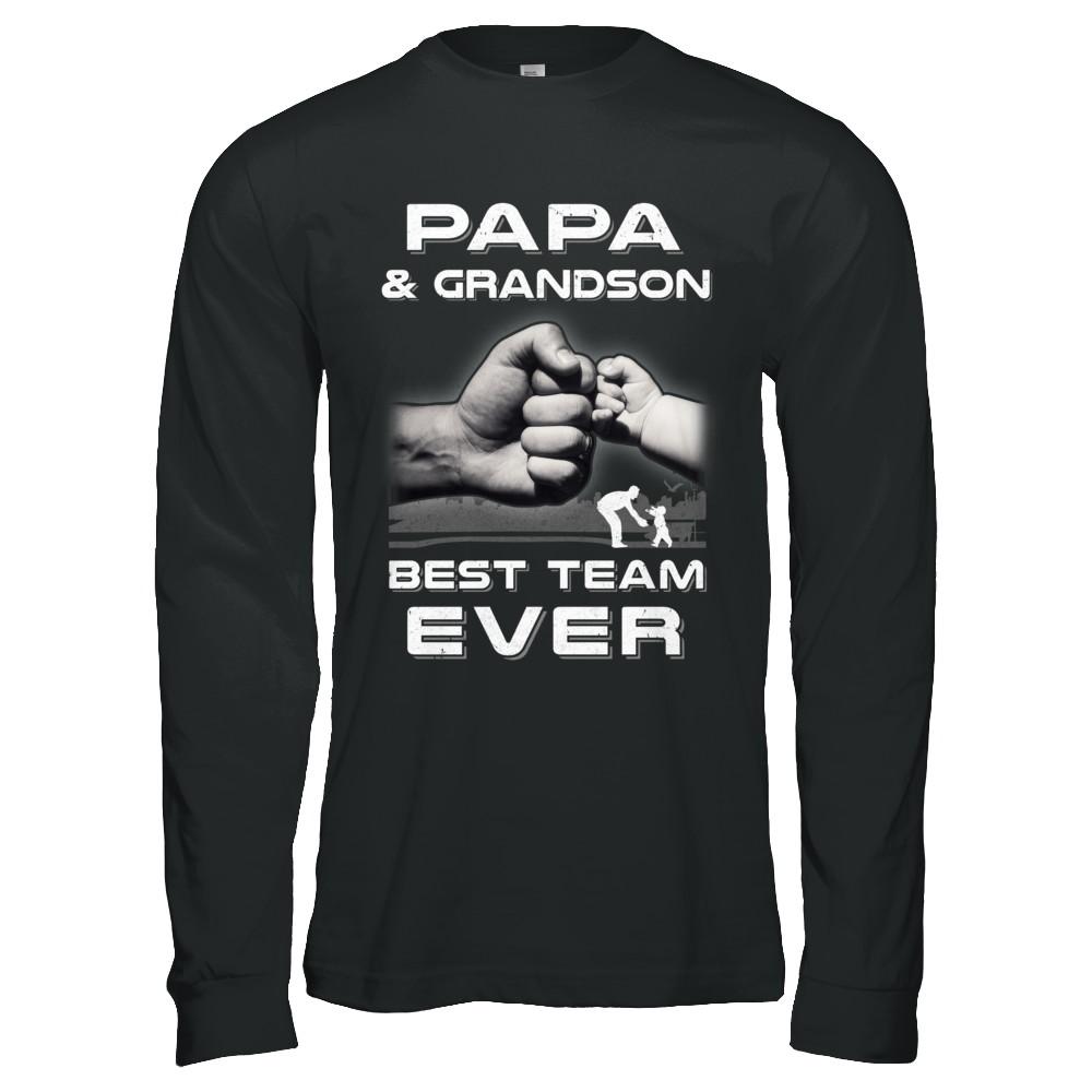 Papa And Grandson Best Team Ever Fathers Day-T-Shirt & Hoodie-Long Sleeve T-Shirt-Black