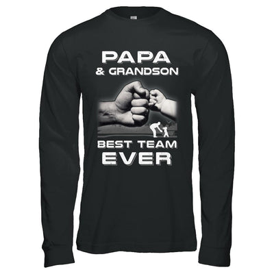 Papa And Grandson Best Team Ever Fathers Day-T-Shirt & Hoodie-Long Sleeve T-Shirt-Black