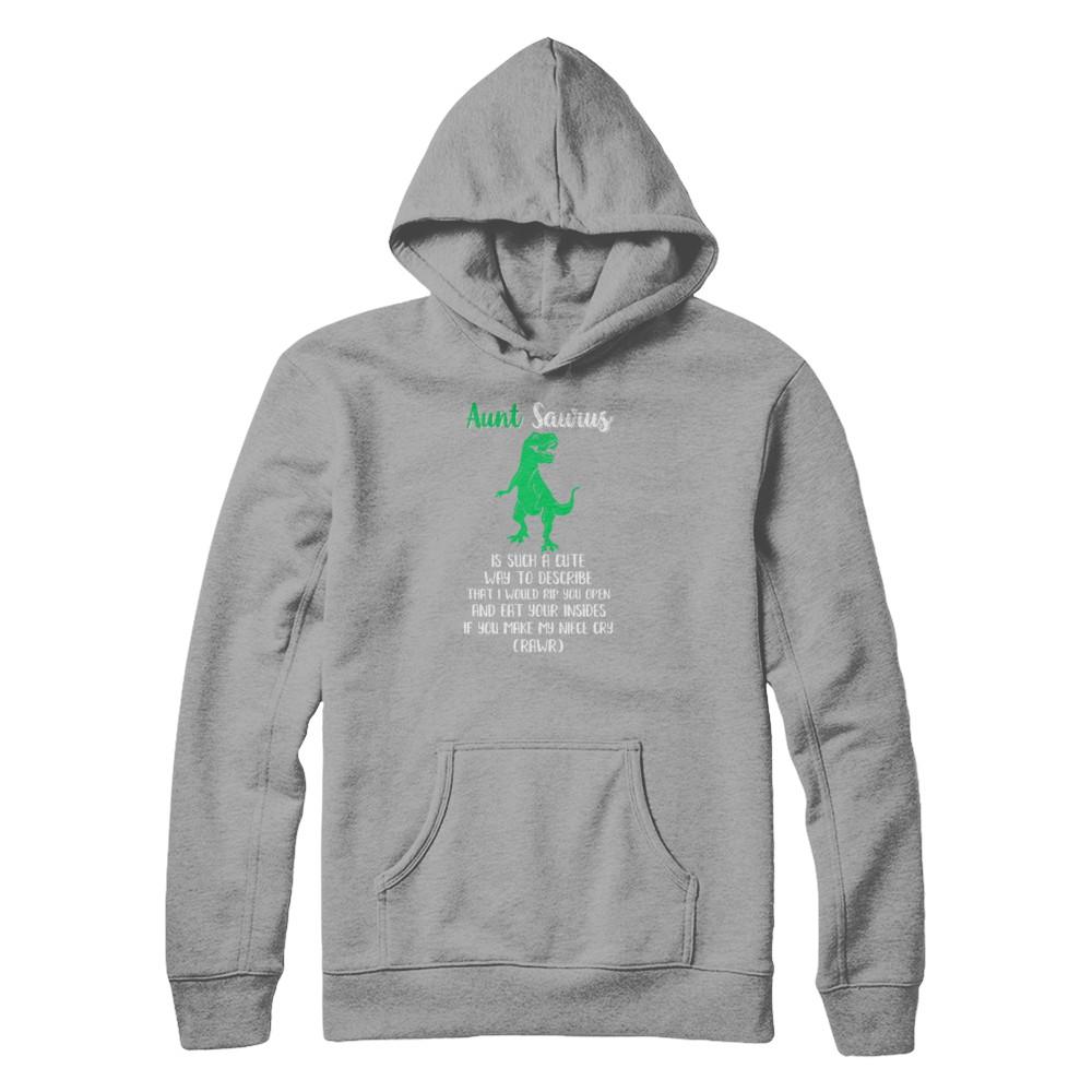 Aunt Saurus Is Such A Cute Way To Describe Aunt Niece-T-Shirt & Tank Top-Pullover Hoodie-Light Steel