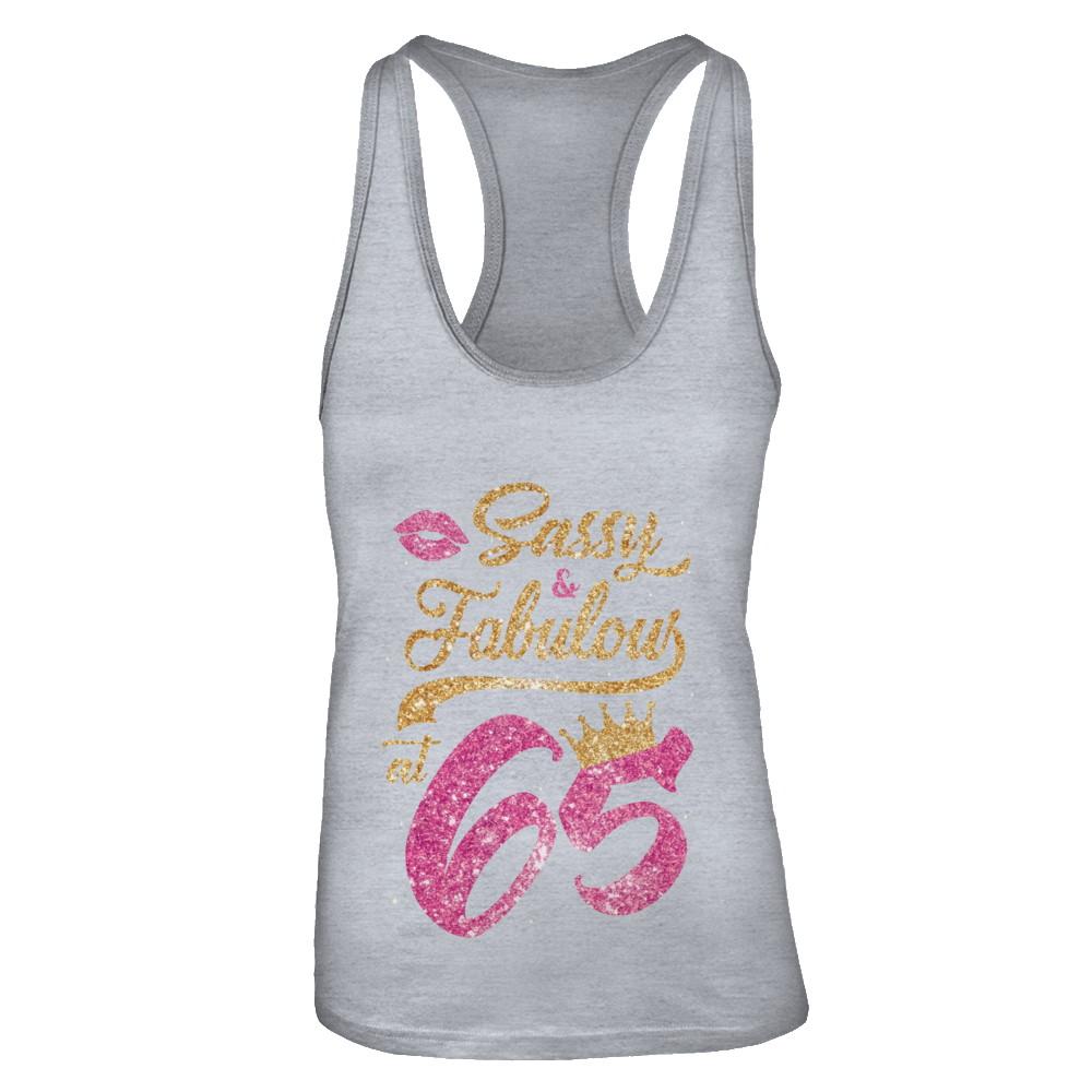 Sassy And Fabulous At 65th 1956 Birthday Gift-T-Shirt & Tank Top-Women's Ideal Racerback Tank-Heather Grey