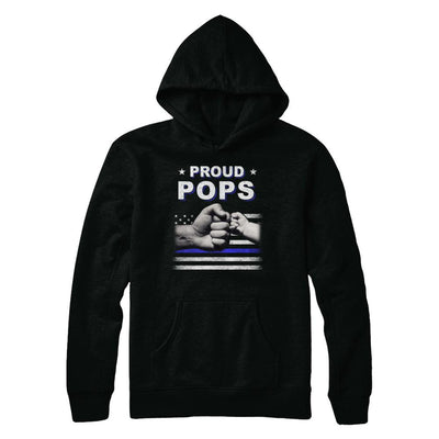 Proud Pops Police Thin Blue Line Flag Fathers Day-T-Shirt & Hoodie-Pullover Hoodie-Black