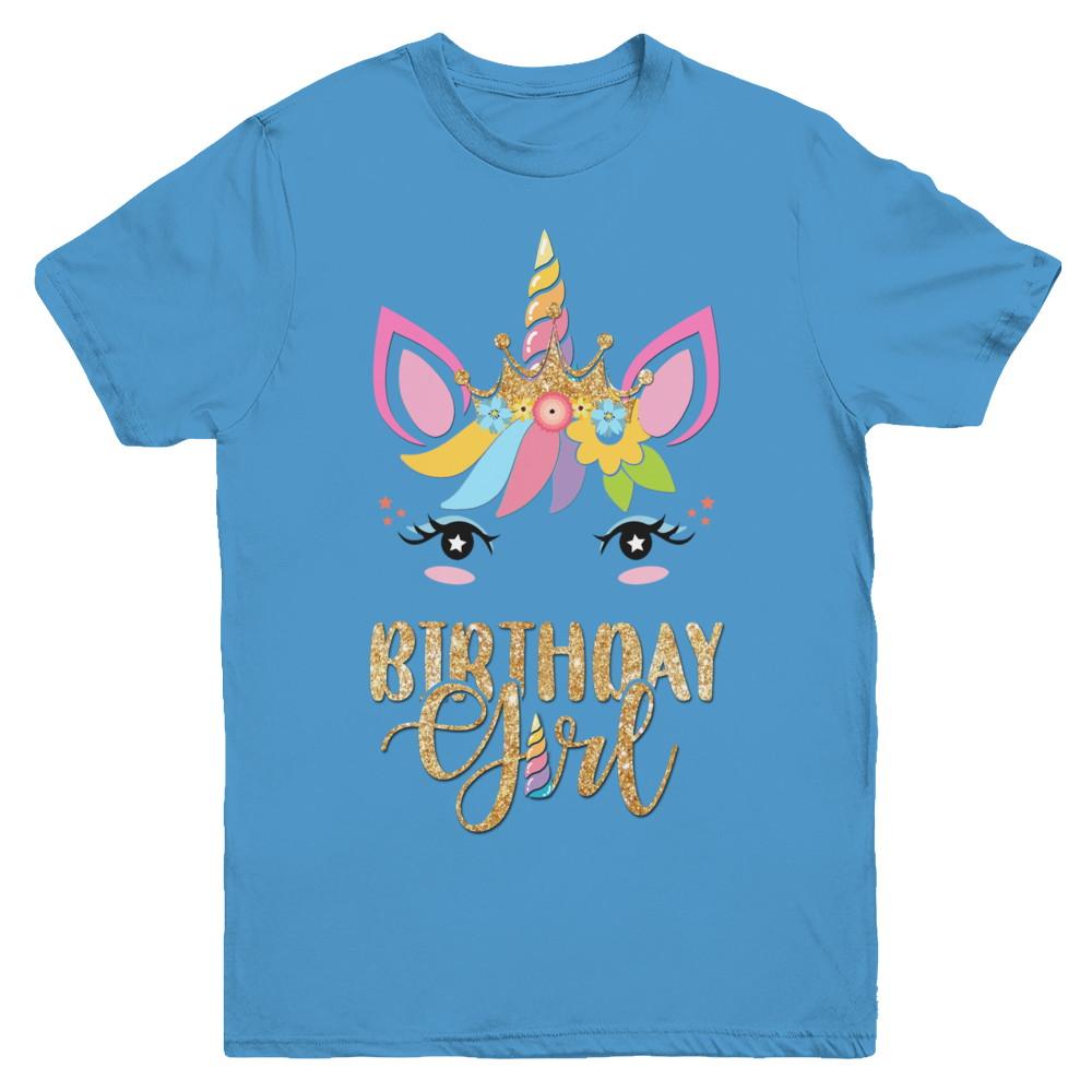 Cute Unicorn Girl Daughter Birthday Gift Youth-Youth Shirt-Youth T-Shirt-Carolina Blue