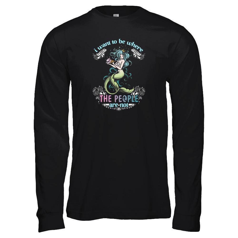 I Want To Be Where The People Are Not-T-Shirt & Tank Top-Long Sleeve T-Shirt-Black