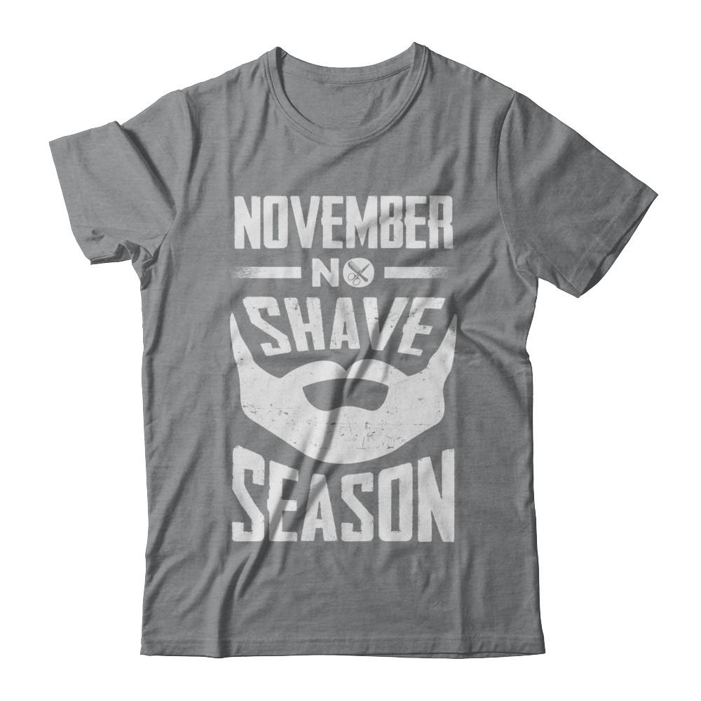 November No Shave Season Vintage Beard-T-Shirt & Hoodie-Classic T-Shirt-Sport Grey