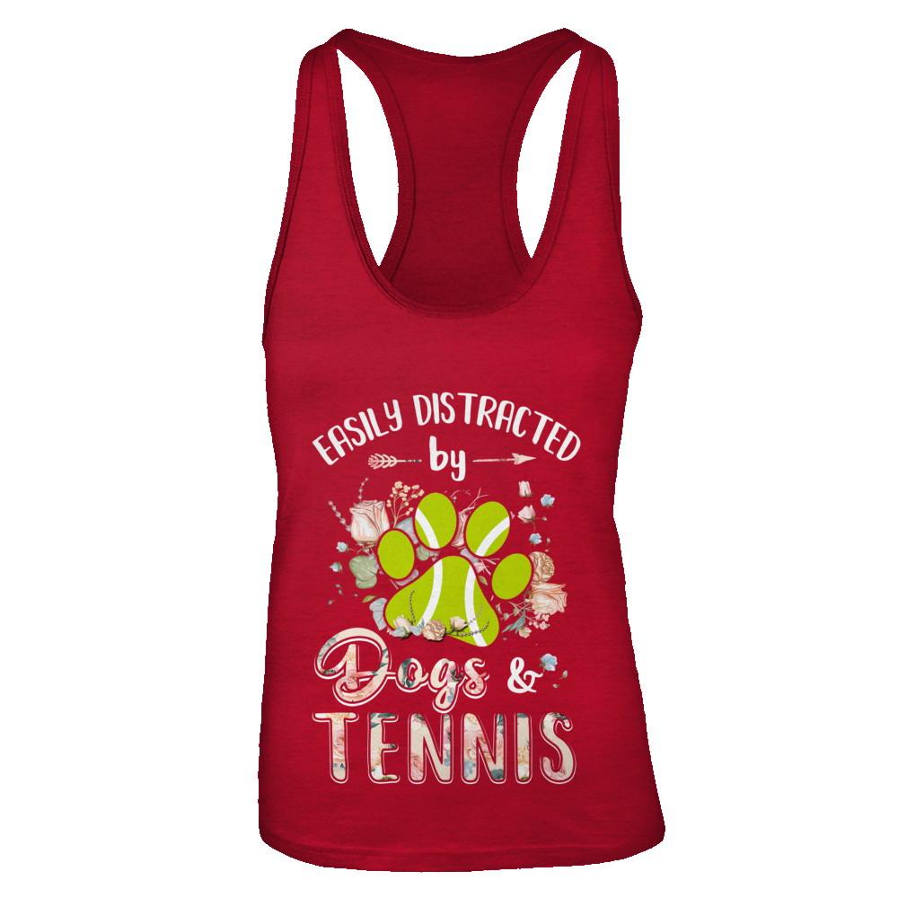 Easily Distracted By Dogs And Tennis-T-Shirt & Tank Top-Women's Ideal Racerback Tank-Red