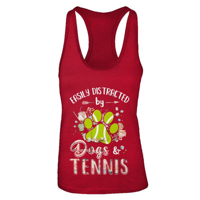 Easily Distracted By Dogs And Tennis-T-Shirt & Tank Top-Women's Ideal Racerback Tank-Red