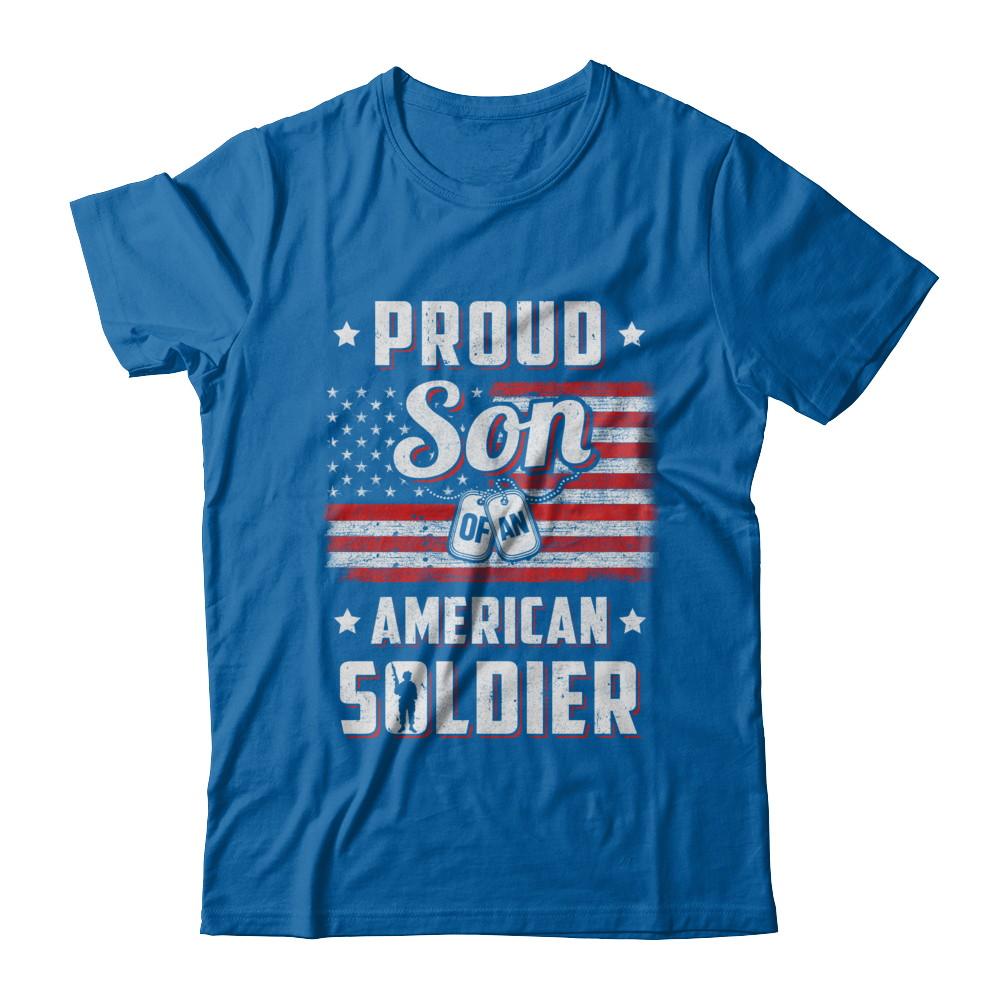 Proud Son Of A Soldier Army Dad Mom Veteran-T-Shirt & Hoodie-Classic T-Shirt-Royal