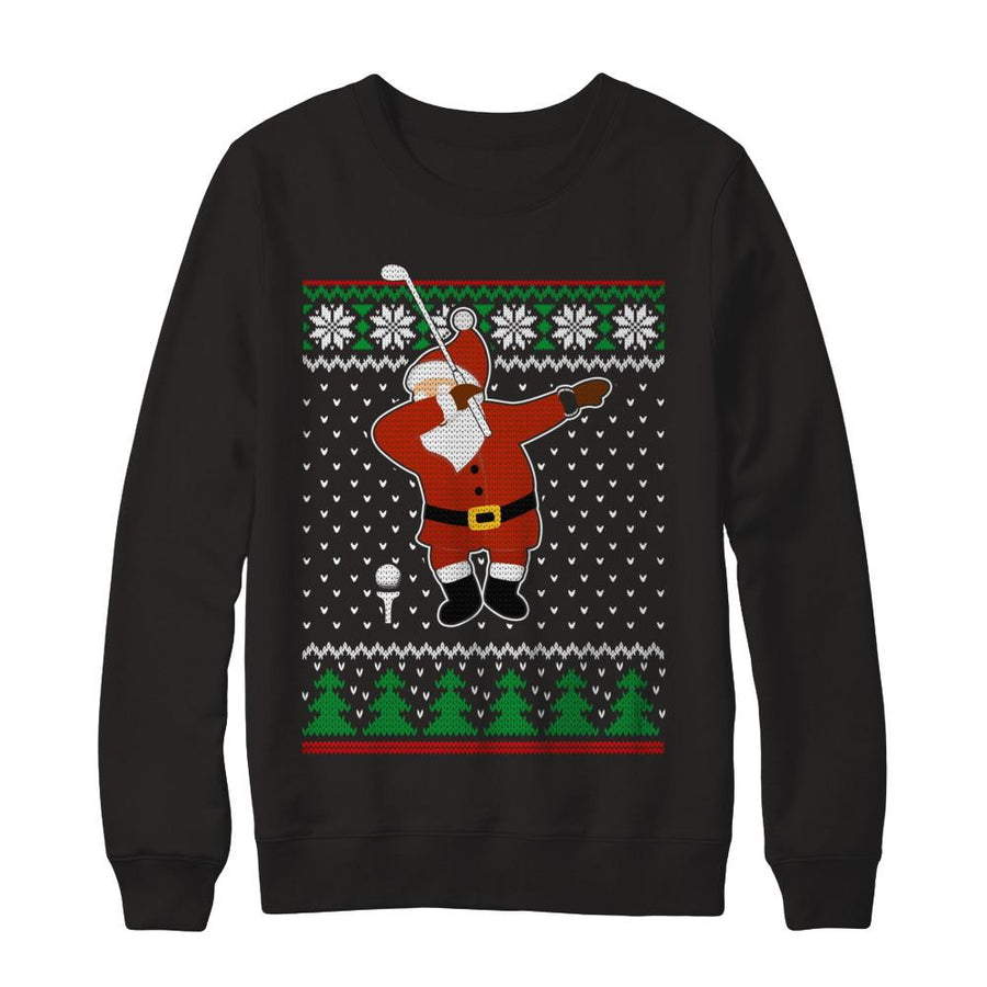 Dabbing Santa Golf Ugly Sweater Christmas-T-Shirt & Sweatshirt-Crewneck Sweatshirt-Black
