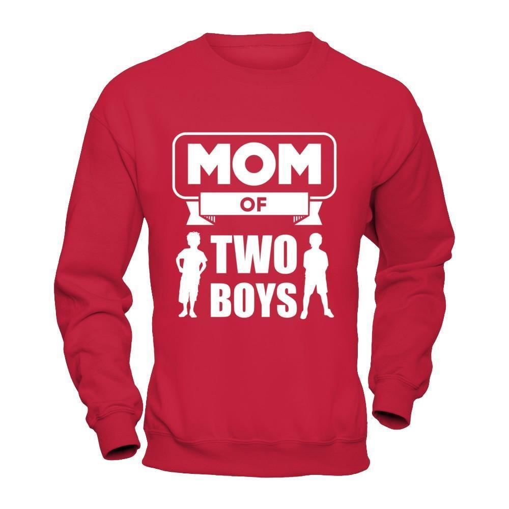 Mom Of Two Boys-T-Shirt & Hoodie-Crewneck Sweatshirt-Red