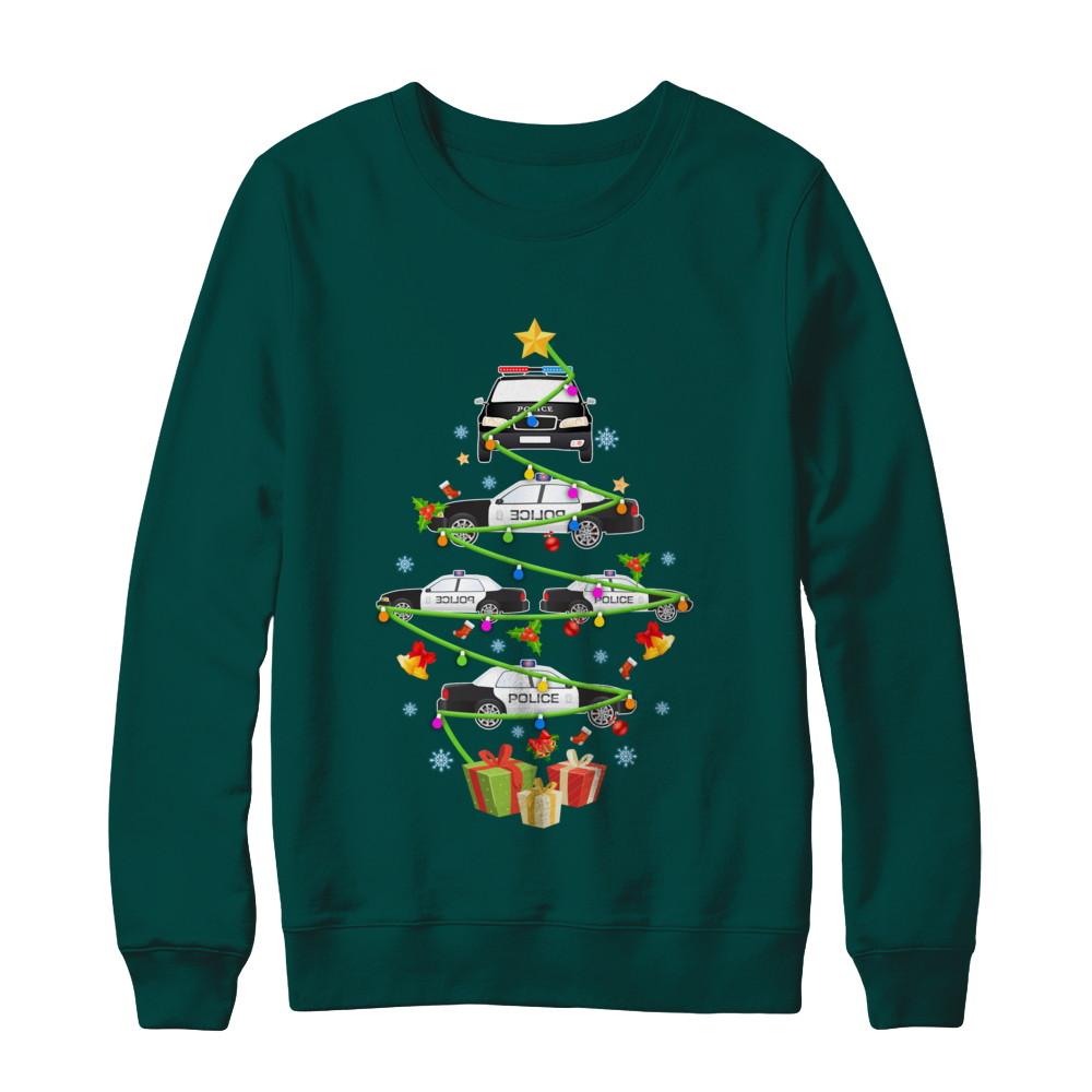 Police Officer Car Christmas Tree Ornament Decor Gift-T-Shirt & Sweatshirt-Crewneck Sweatshirt-Deep Forest