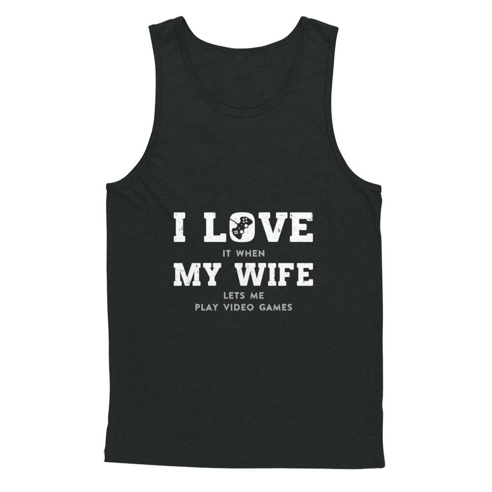 Funny Father's Day Gift From Wife Video Game Dad-T-Shirt & Hoodie-Unisex Tank-Black