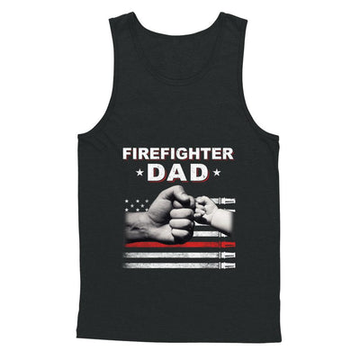 Firefighter Fireman Dad American Flag Fathers Day-T-Shirt & Hoodie-Unisex Tank-Black