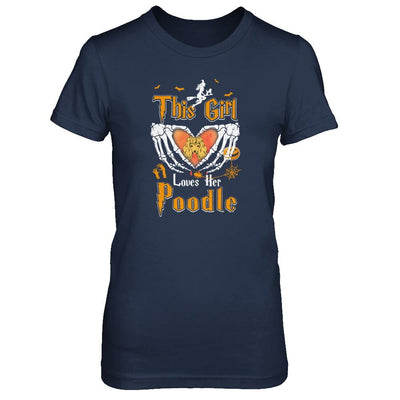 This Girl Love Her Dog Poodle Halloween-T-Shirt & Tank Top-Women's T-Shirt-Navy