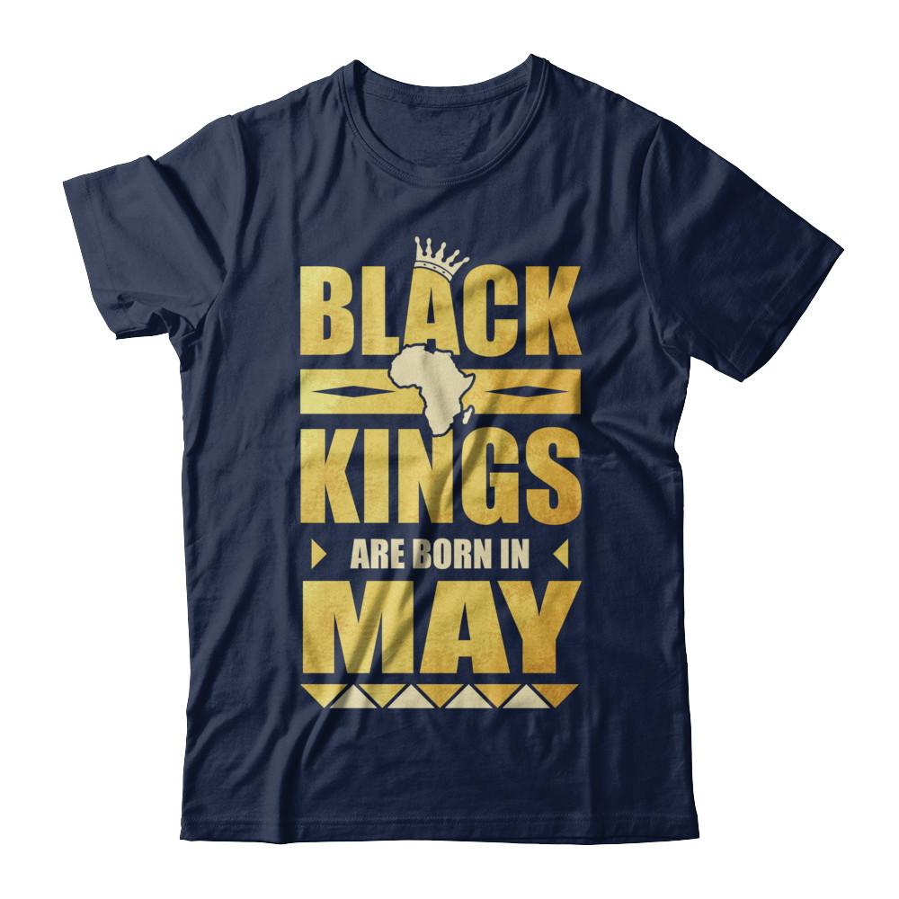 Black Kings Are Born In May Birthday-T-Shirt & Hoodie-Classic T-Shirt-Navy