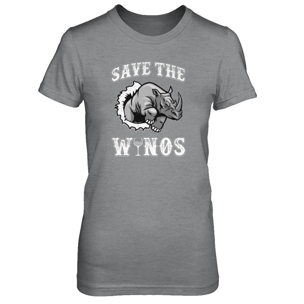 Save The Winos Wine Rhino-T-Shirt & Tank Top-Women's T-Shirt-Sport Grey