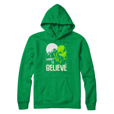 I Want To Believe Alien Ufo-T-Shirt & Hoodie-Pullover Hoodie-Irish Green