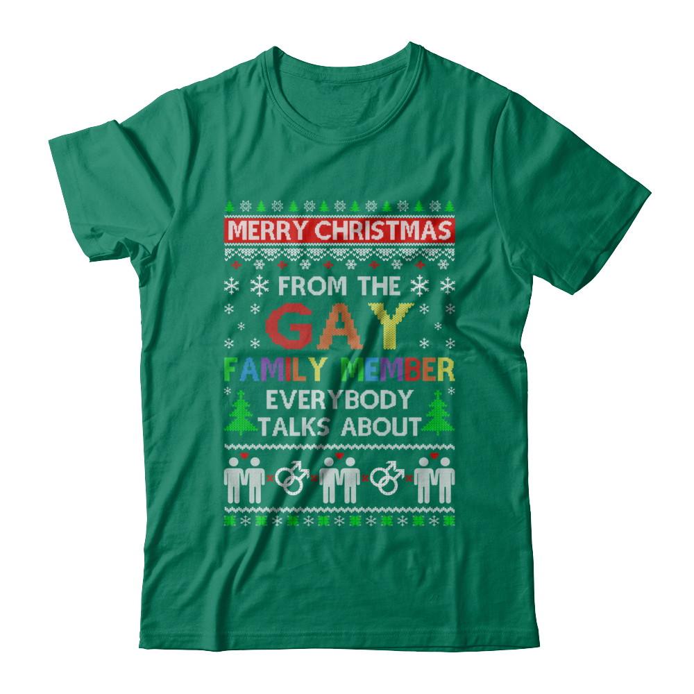 LGBT Merry Christmas From Gay Family Ugly Christmas Sweater-T-Shirt & Sweatshirt-Classic T-Shirt-Kelly Green