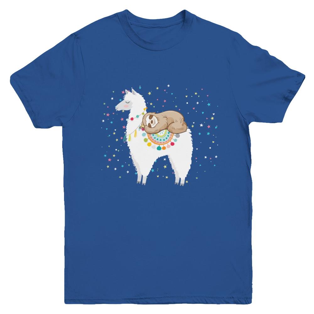 Funny Sloth Riding Llama Lover Youth-Youth Shirt-Youth T-Shirt-Royal