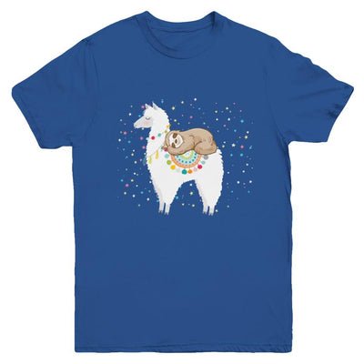 Funny Sloth Riding Llama Lover Youth-Youth Shirt-Youth T-Shirt-Royal
