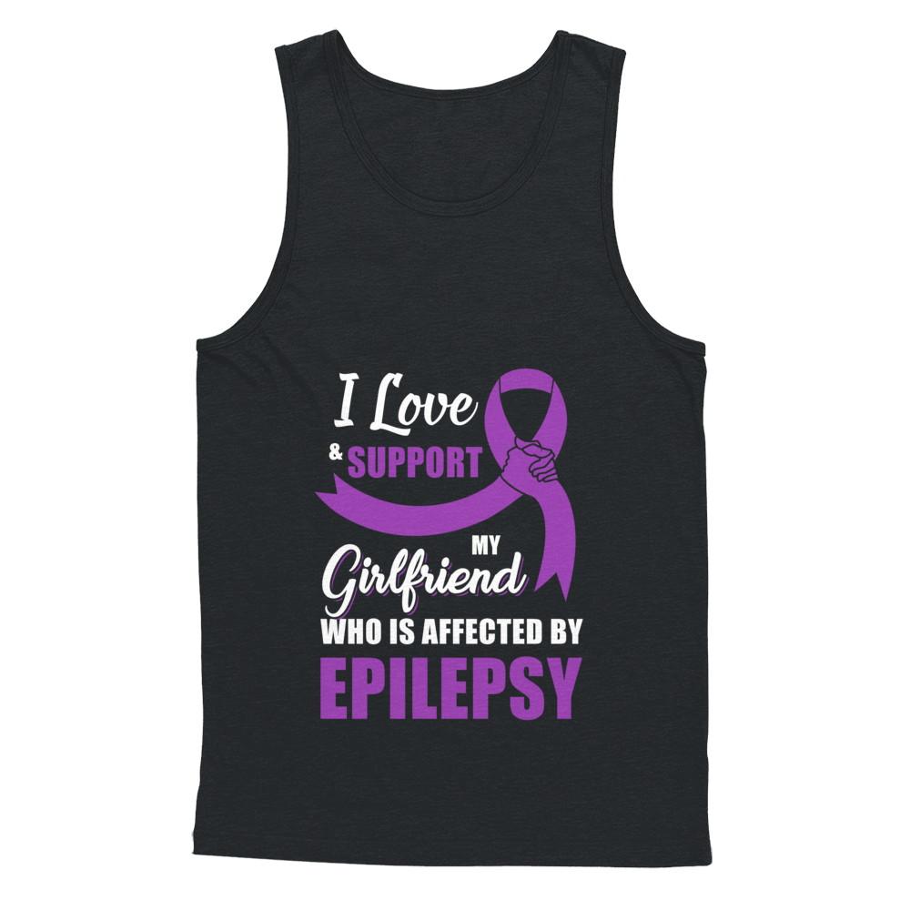 Epilepsy Awareness Support Purple Girlfriend Boyfriend-T-Shirt & Hoodie-Unisex Tank-Black