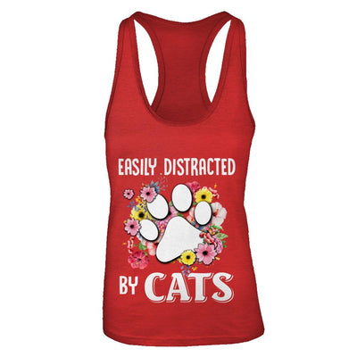 Easily Distracted By Cats-T-Shirt & Tank Top-Women's Ideal Racerback Tank-Red