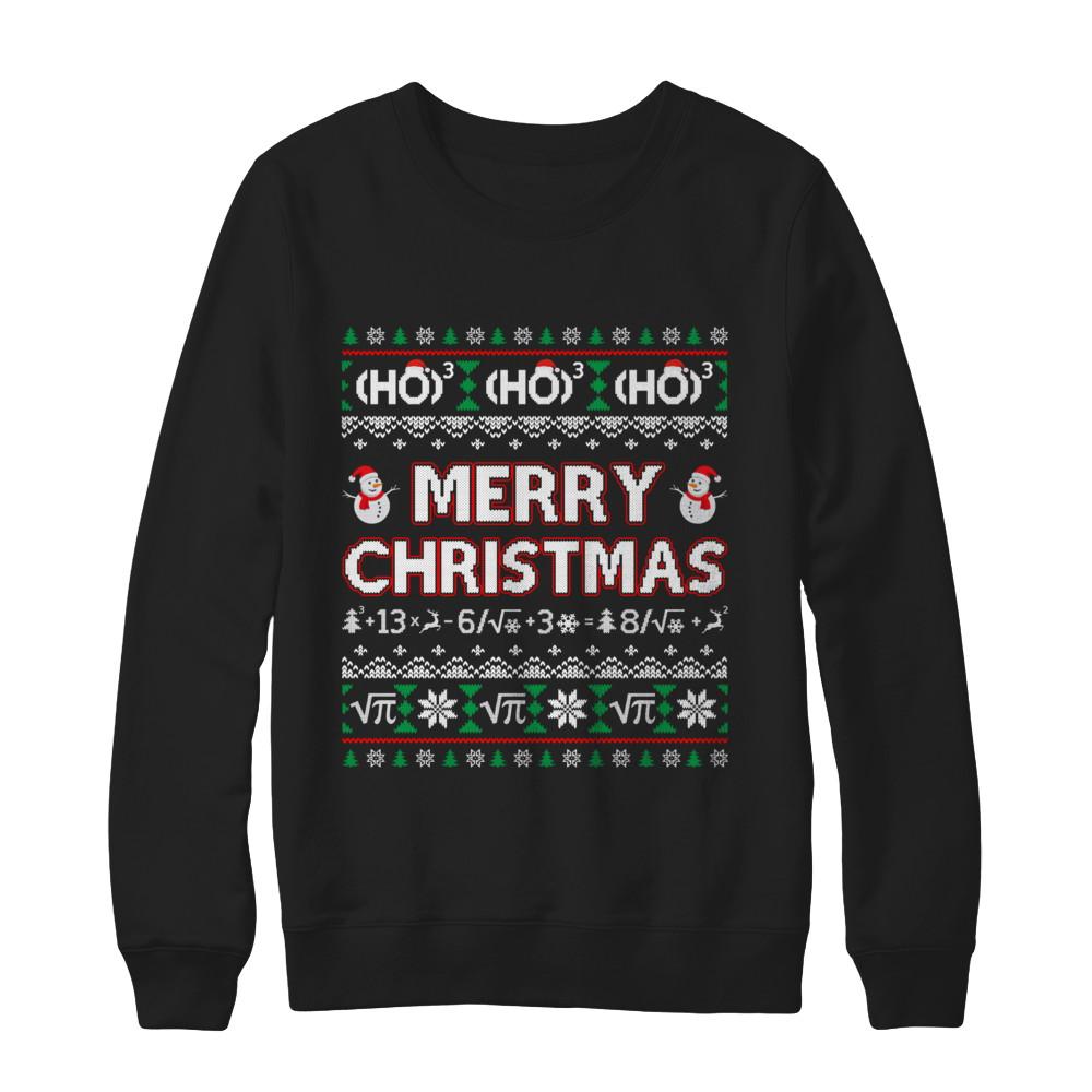 Merry Christmath Funny Math Christmas Ugly Sweaters-T-Shirt & Sweatshirt-Crewneck Sweatshirt-Black