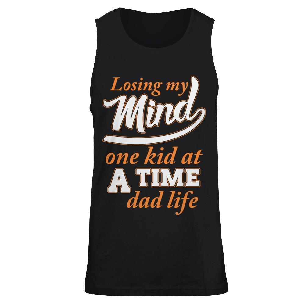 Losing My Mind One Kid At A Time Dad Life-T-Shirt & Hoodie-Unisex Tank-Black