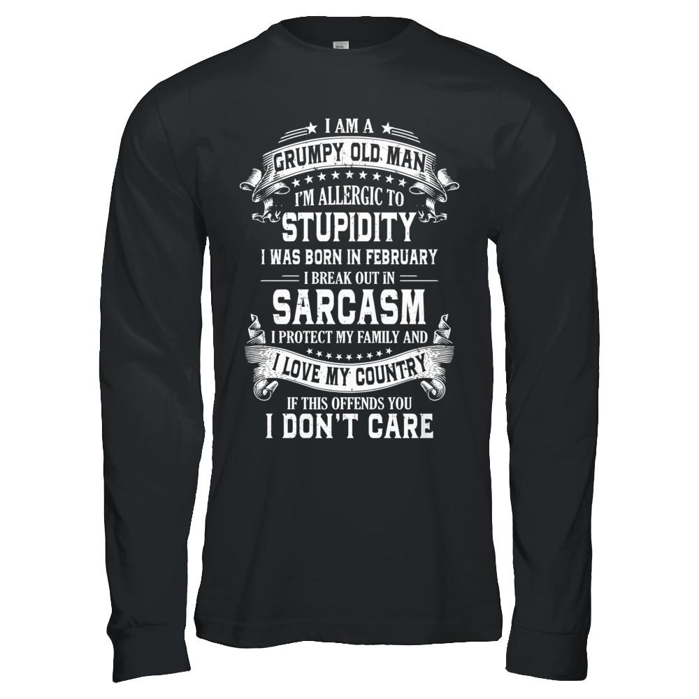 I Am A Grumpy Old Man I Was Born In February Birthday-T-Shirt & Hoodie-Long Sleeve T-Shirt-Black