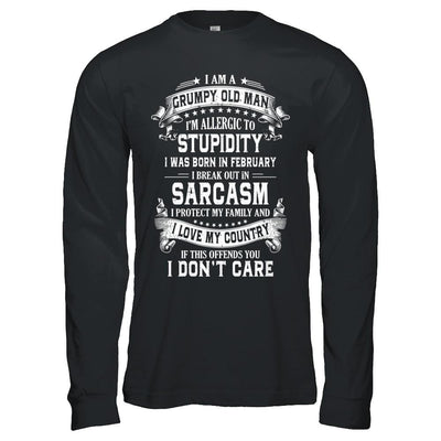 I Am A Grumpy Old Man I Was Born In February Birthday-T-Shirt & Hoodie-Long Sleeve T-Shirt-Black