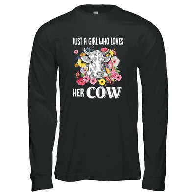 Just A Girl Who Loves Her Cow-T-Shirt & Tank Top-Long Sleeve T-Shirt-Black