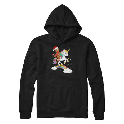 Gingerbread Man Riding A Unicorn Christmas Xmas Gift-T-Shirt & Sweatshirt-Pullover Hoodie-Black