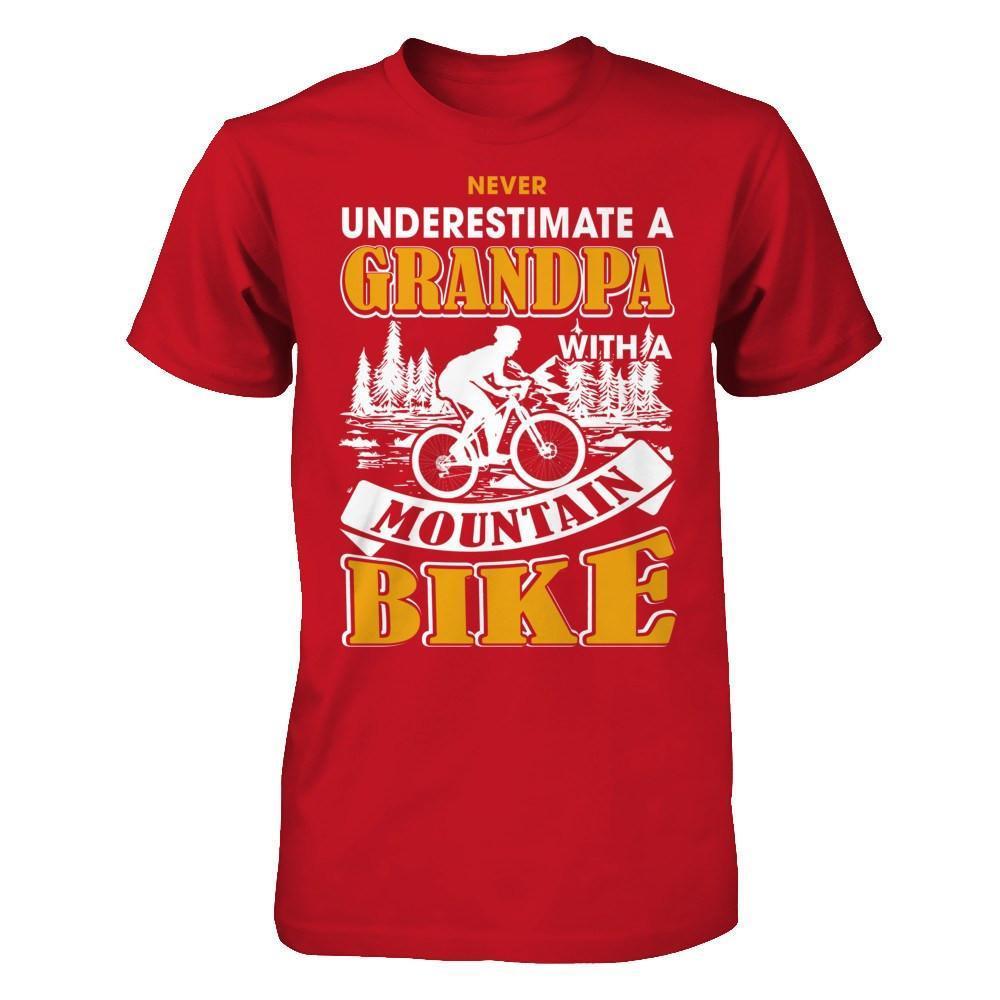 Never Underestimate A Grandpa With A Mountain Bike-T-Shirt & Hoodie-Classic T-Shirt-Red