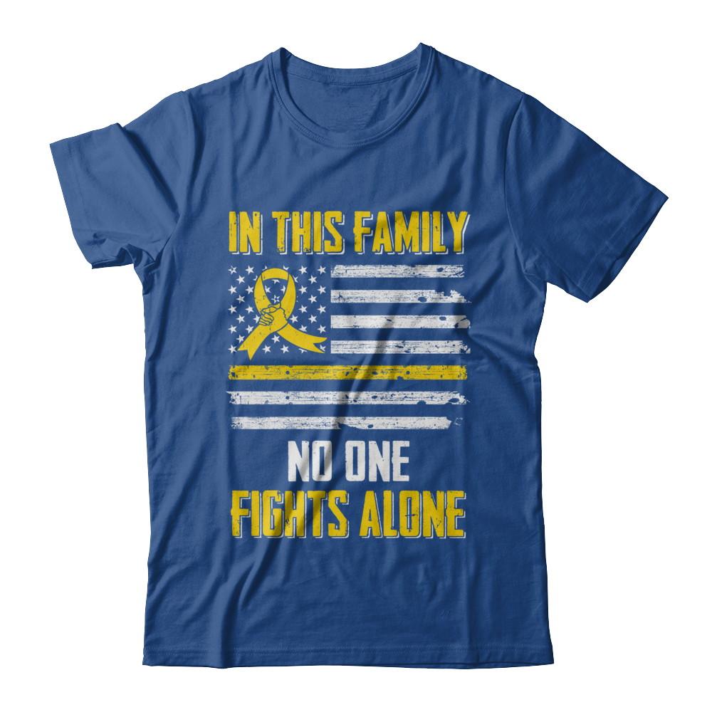 In This Family No One Fights Alone Childhood Cancer-T-Shirt & Hoodie-Classic T-Shirt-Royal